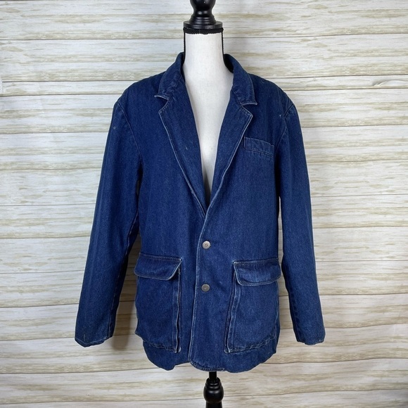 Vintage Le Tigre Distressed Denim Jean Utility Preppy Blazer - Picture 1 of 8